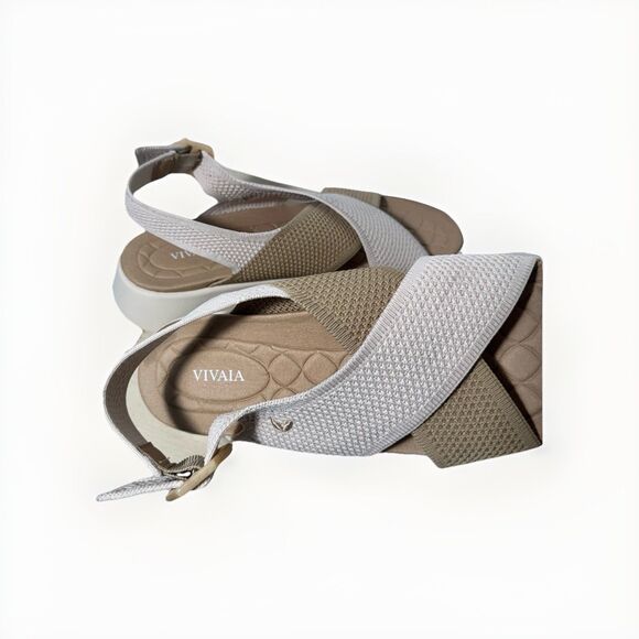VIVAIA AdaptAll™ Sport Sandals (Kara) Cream Criss Cross Anti Slip Lightweight - Picture 4 of 9